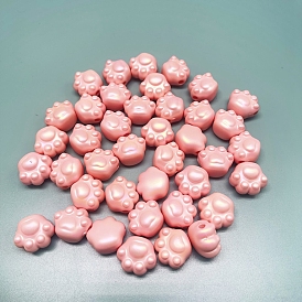 Jolies perles acryliques opaques, impression de patte de chat