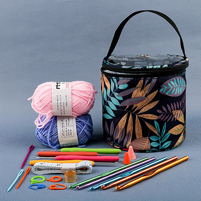 DIY Doll Handmade Knitting Leaf Pattern Bag Sets, Crochet Hook Set, Special Yarn Material