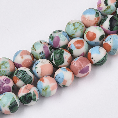 Synthetic Gemstone Beads Strands, Dyed, Round