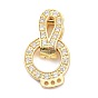 Brass Micro Pave Clear Cubic Zirconia Fold Over Clasps, Flat Round