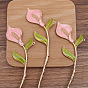 Alloy Enamel Flower Hair Sticks, with Loop, Long-Lasting Plated, Hair Accessories for Women