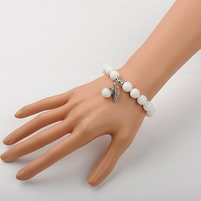 Ensembles de bijoux de pierre gemme naturelle, bracelets et boucles d'oreilles, avec des perles en laiton d'écartement et crochets en laiton