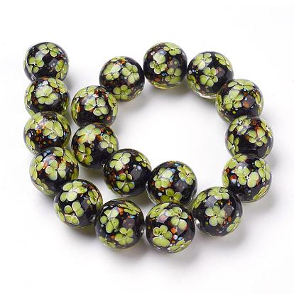 Main fleurs intérieure perles de Murano brins, ronde