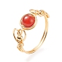Gemstone Braided Finger Ring, Copper Wire Wrap Jewelry for Women, Golden