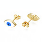 Aretes ovalados con mal de ojo, joyas de latón chapado en oro real 18k para mujer, sin níquel