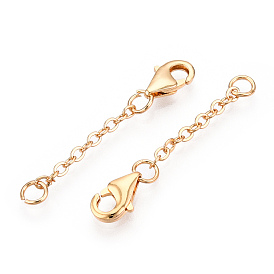Brass Cable Chain Chain Extender, End Chains with Lobster Claw Clasps