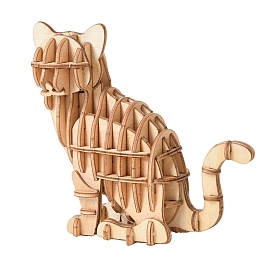 Cat DIY Wooden Assembly Animal Toys Kits for Boys and Girls, 3D Puzzle Model for Kids, Children Intelligence Toys