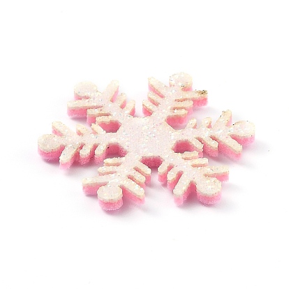 Snowflake Felt Fabric Christmas Theme Decorate, with Glitter Gold Powder, for Kids DIY Hair Clips Make
