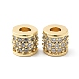Brass Micro Pave Clear Cubic Zirconia Beads, Column