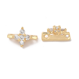 Brass Pave Clear Cubic Zirconia Slide Charms, Flower