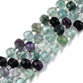 Fluorite naturel chapelets de perles, avec des perles de rocaille, facette, rondelle