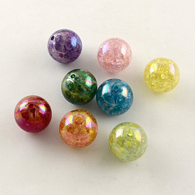 AB Color Transparent Crackle Round Acrylic Beads