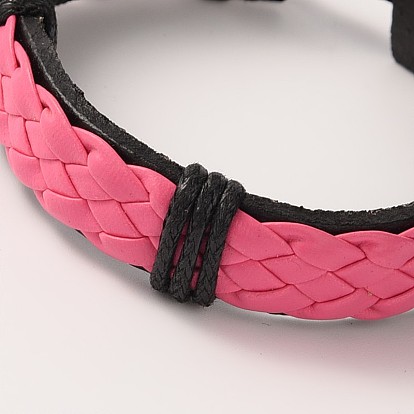Регулируемые модные унисекс случайный стиль браслеты кожаный шнур, с вощеной шнур, 53 мм