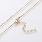 304 Stainless Steel Chain Necklaces, with Brass Micro Pave Cubic Zirconia Pendants, Cross