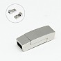 304 Stainless Steel Magnetic Clasps with Glue-in Ends, Rectangle, 23x7.5x6mm, Hole: 3x5mm