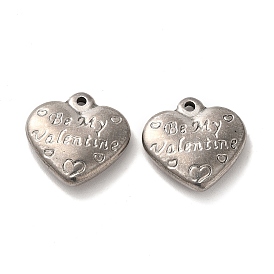 Valentine's Day 304 Stainless Steel Pendants, Heart with Word Be My Valentine