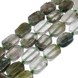 Natural Green Rutilated Quartz Beads Strands, Rectangle