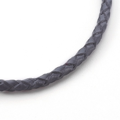 Toma de cable de pulsera de cuero trenzado, con 304 corchetes de garra de langosta de acero inoxidable y cadena de extensión