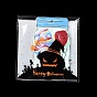 Halloween Theme Plastic Bakeware Bag, with Self-adhesive, for Chocolate, Candy, Cookies, Square with Pumpkin/House