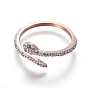 304 anillos de puño de acero inoxidable, anillos abiertos, con diamantes de imitación de arcilla polimérica, serpiente