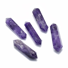 Natural Amethyst Beads, Healing Stones, Reiki Energy Balancing Meditation Therapy Wand, No Hole/Undrilled, Double Terminated Point