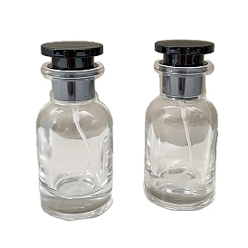 Oval Empty Refillable Glass Spray Bottle, Fine Mist Atomizers, with Plastic Cover, Travel Cosmetic Containers