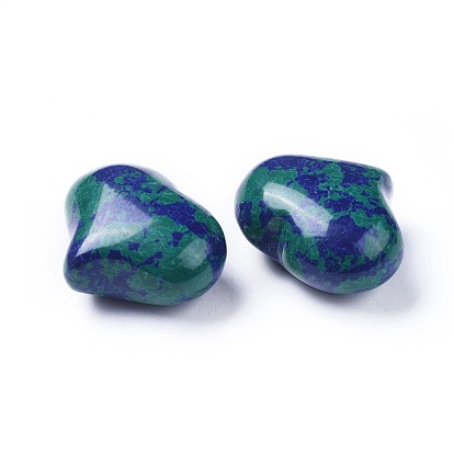 Natural Chrysocolla and Lapis Lazuli Stone, Dyed, Heart Love Stone, Pocket Palm Stone for Reiki Balancing