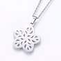 304 Stainless Steel Jewelry Sets, Stud Earrings and Pendant Necklaces, Flower