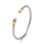 304 bracelets de couple acier inoxydable des femmes à la mode, bracelets de manchette, avec les accessoires de tête strass en métal, 53mm