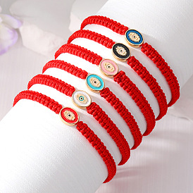 Colorful Vintage Eye Bracelet Handmade Red Rope Weave Jewelry