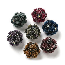 Acrylic Handmade Polymer Clay Rhinestone Beads, Flower