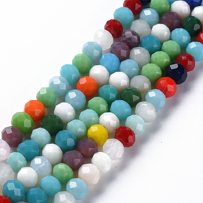 Faceted Glass Beads Strands, Imitation Jade, Rondelle