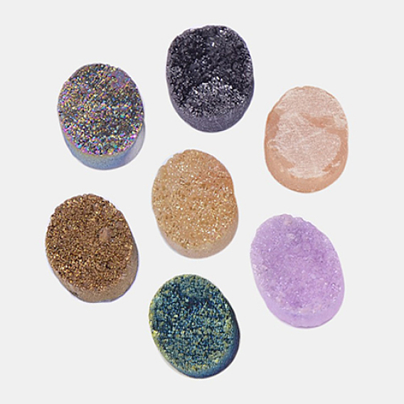 Galvaniser cabochons de cristal Druzy naturelle, Ovale Plat, teint