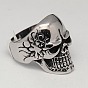Unique Halloween Jewelry Skull Rings for Men, 304 Stainless Steel Wide Rings