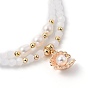 Ensembles de bracelets extensibles et bracelets à breloques, avec des perles de verre à facettes, Perles en laiton, perles de nacre naturelle, perles d'imitation en plastique et breloques en alliage, forme coquille, or