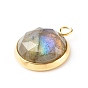 Handmade Natural Mixed Gemstone Pendants, with Golden 304 Stainless Steel Settings, Faceted, Half Round