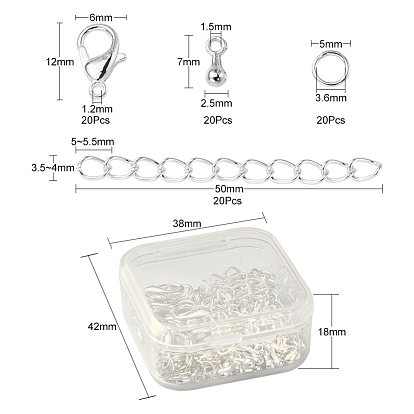 Kit de fabricación de cadena de extremo de bricolaje, incluyendo amuletos y cierres de aleación, extremos de hierro cadenas y anillos de salto