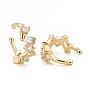 Clear Cubic Zirconia Cuff Earrings, Rack Plating Brass Jewelry for Women, Cadmium Free & Lead Free