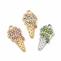 Colgantes de diamantes de imitación de aleación ecológica con revestimiento en rack, encanto de cono de helado