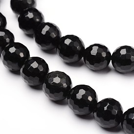 Obsidienne brins naturelles facettes de perles rondes
