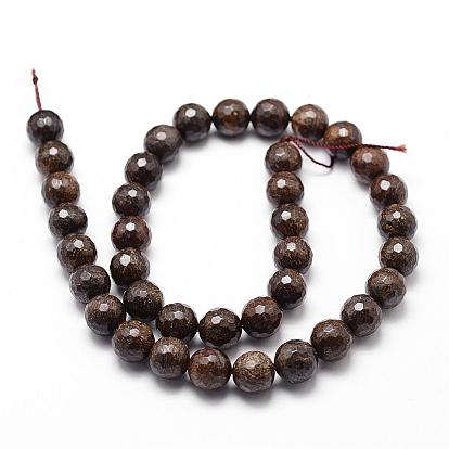 Perlas naturales bronzite hebras, facetados, rondo