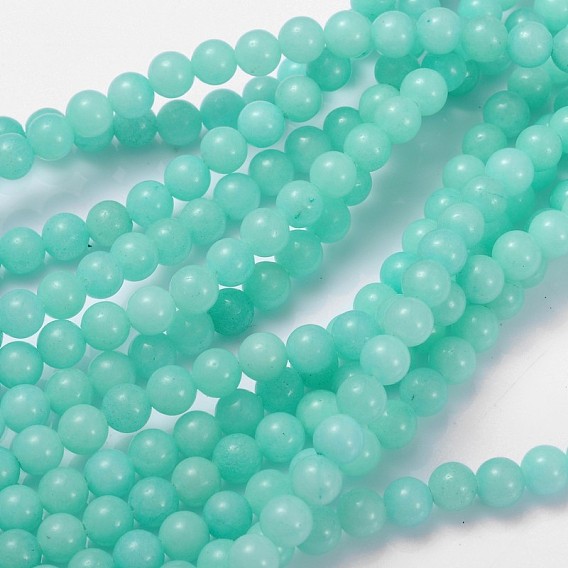Natural & Dyed Jade Beads Strands, Imitation Amazonite, Round