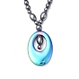 Synthetic Non-magnetic Hematite Oval Pendant Necklace with Beaded Chains for Women