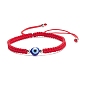 Resin Evil Eye Braided Bead Bracelet, Red Adjustable Bracelet for Kid