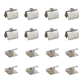 Unicraftale 304 Stainless Steel Ribbon Crimp Ends, Rectangle