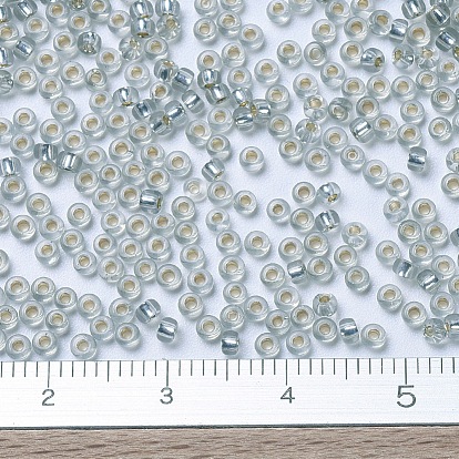 Perles rocailles miyuki rondes, perles de rocaille japonais, argent bordée d'
