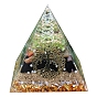 Generadores de energía de resina de pirámide de orgonita, Cristal de cuarzo natural Reiki y chips de obsidiana natural en el interior para decoración de escritorio de oficina en casa, árbol de la vida