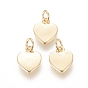 Brass Charms, with Jump Ring, Long-Lasting Plated, Heart