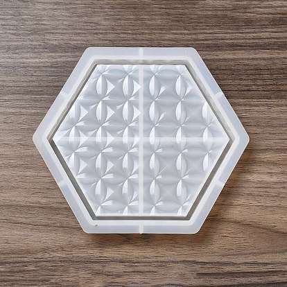 DIY Silicone Coaster Molds, Resin Casting Molds, for UV Resin, Epoxy Resin Jewelry Making, Round Pattern, Hexagon/Square/Round/Rectangle