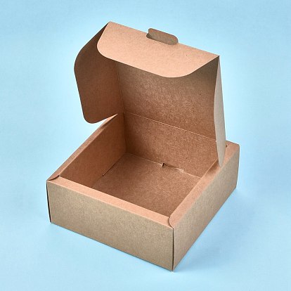 Boîte cadeau en papier kraft, boîtes pliantes, carrée